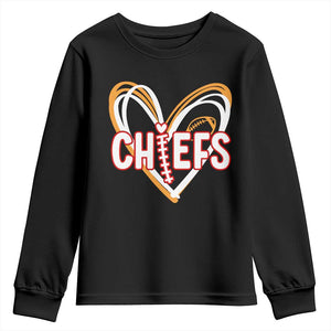 KC Game Day Youth Sweatshirt Retro Sports Fan Football Team Heart Graphic TS10 Black Print Your Wear
