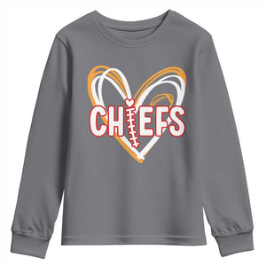 KC Game Day Youth Sweatshirt Retro Sports Fan Football Team Heart Graphic TS10 Charcoal Print Your Wear