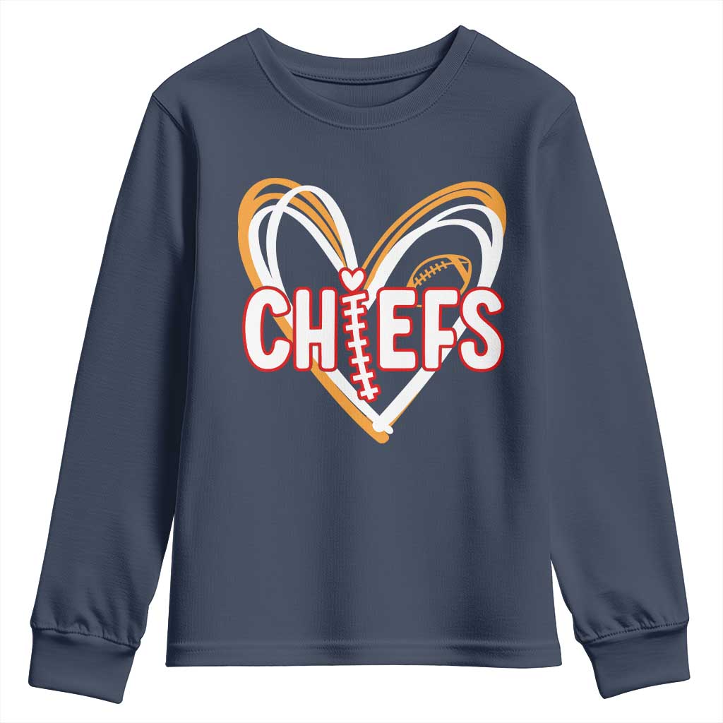 KC Game Day Youth Sweatshirt Retro Sports Fan Football Team Heart Graphic TS10 Navy Print Your Wear