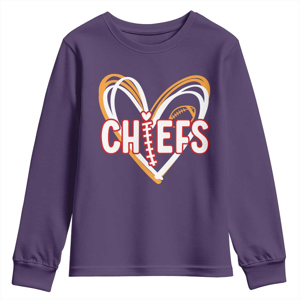 KC Game Day Youth Sweatshirt Retro Sports Fan Football Team Heart Graphic TS10 Purple Print Your Wear