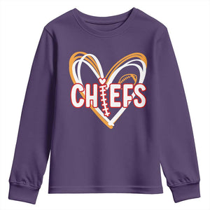 KC Game Day Youth Sweatshirt Retro Sports Fan Football Team Heart Graphic TS10 Purple Print Your Wear