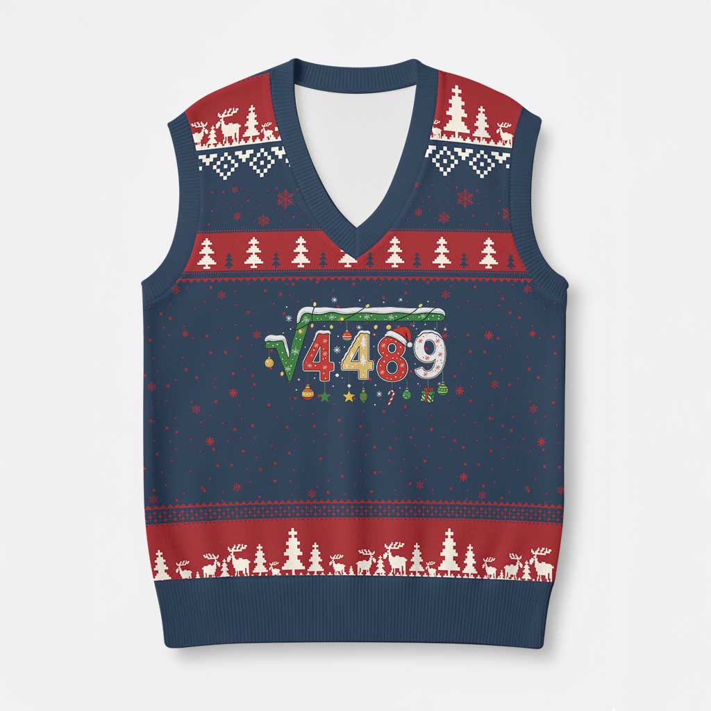 Math 67 Meme Funny Six Seven Funny Xmas V-Neck Knit Sweater Vest Funny Math Teacher Teen Slang Boys Kids Xmas Pajamas TS10 Navy Red Print Your Wear