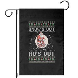 Funny Santa Christmas Garden Flag Snows Out Hos Out Ugly Xmas TS10 Black Print Your Wear