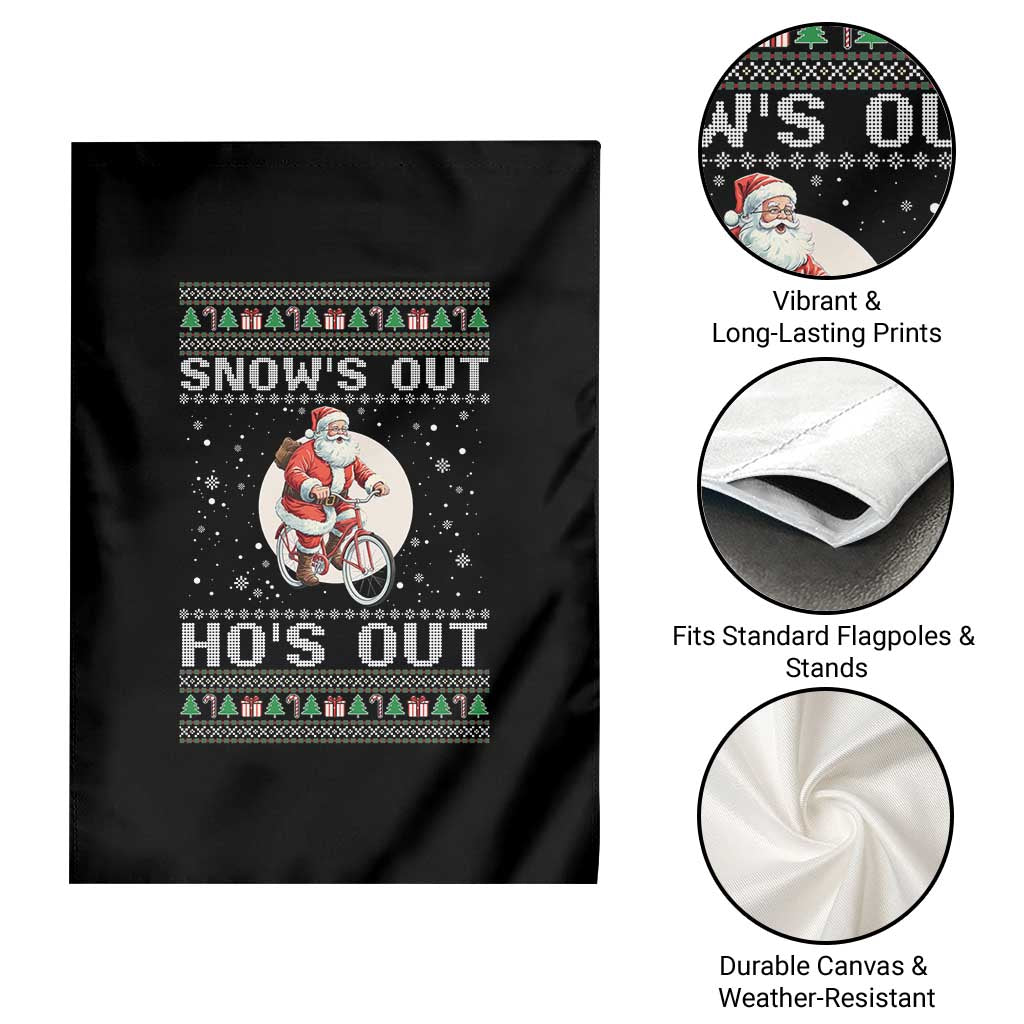Funny Santa Christmas Garden Flag Snows Out Hos Out Ugly Xmas TS10 Print Your Wear