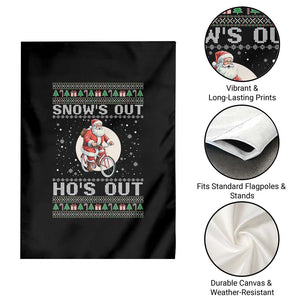 Funny Santa Christmas Garden Flag Snows Out Hos Out Ugly Xmas TS10 Print Your Wear