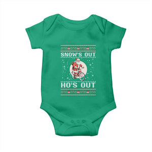 Funny Santa Christmas Baby Onesie Snows Out Hos Out Ugly Xmas TS10 Irish Green Print Your Wear