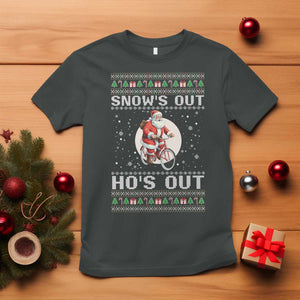 Funny Santa Christmas T Shirt Snows Out Hos Out Ugly Xmas TS10 Dark Heather Print Your Wear