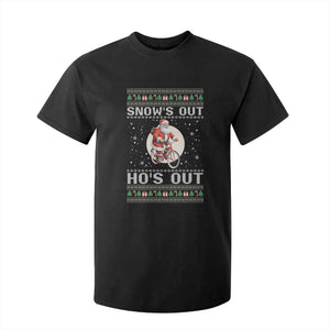 Funny Santa Christmas T Shirt For Kid Snows Out Hos Out Ugly Xmas TS10 Black Print Your Wear