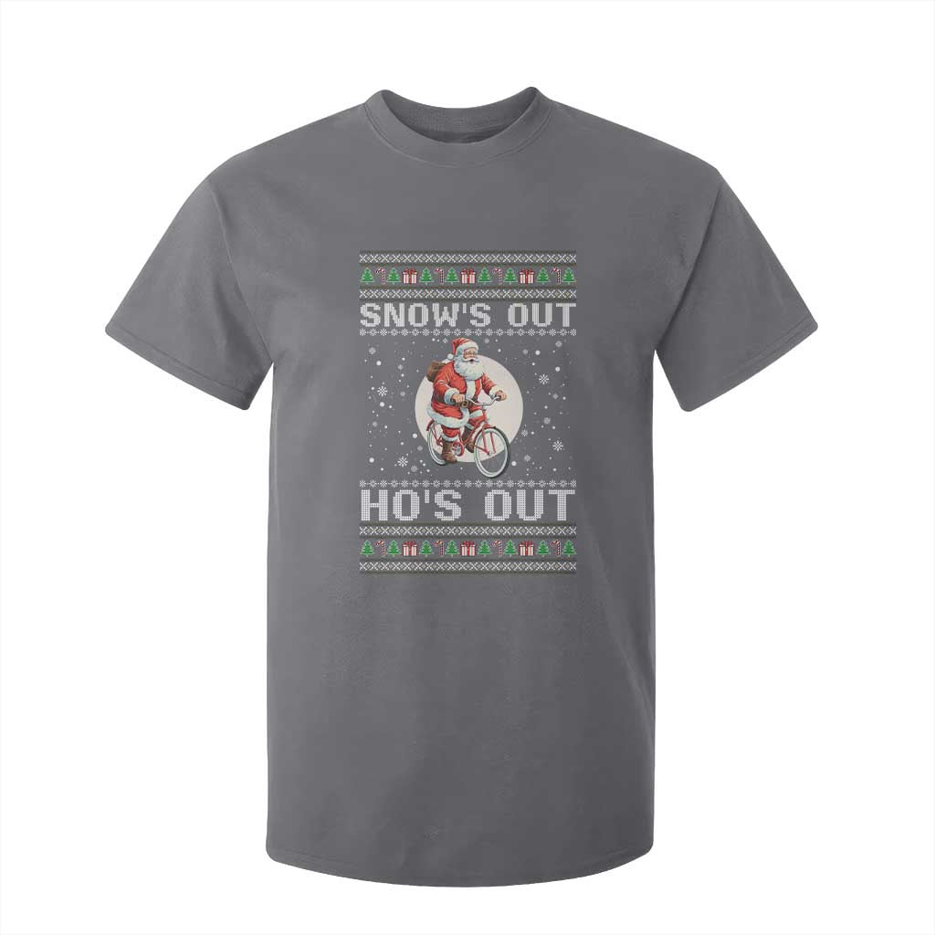 Funny Santa Christmas T Shirt For Kid Snows Out Hos Out Ugly Xmas TS10 Charcoal Print Your Wear