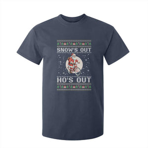 Funny Santa Christmas T Shirt For Kid Snows Out Hos Out Ugly Xmas TS10 Navy Print Your Wear