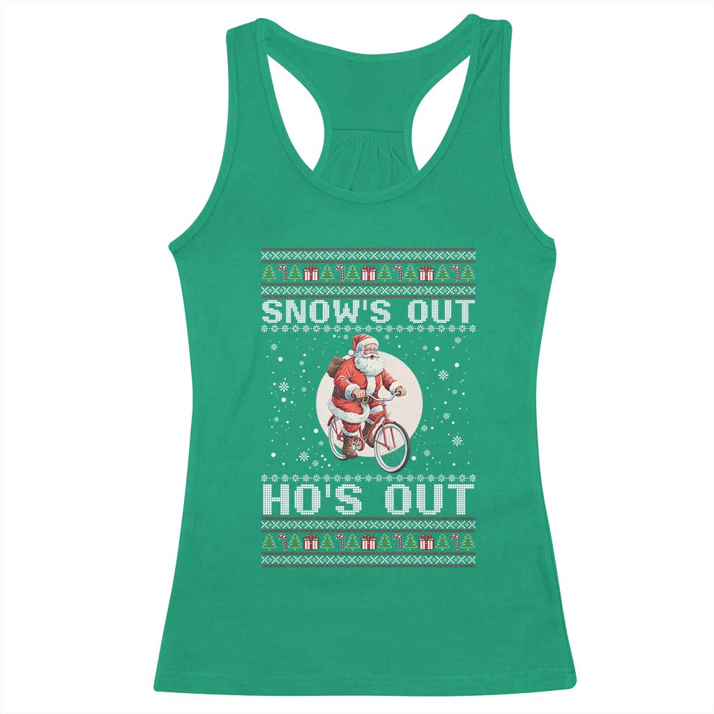 Funny Santa Christmas Racerback Tank Top Snows Out Hos Out Ugly Xmas TS10 Irish Green Print Your Wear