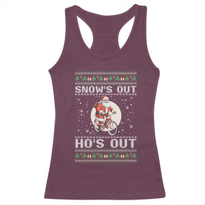 Funny Santa Christmas Racerback Tank Top Snows Out Hos Out Ugly Xmas TS10 Maroon Print Your Wear
