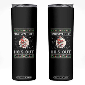 Funny Santa Christmas Skinny Tumbler Snows Out Hos Out Ugly Xmas TS10 Black Print Your Wear