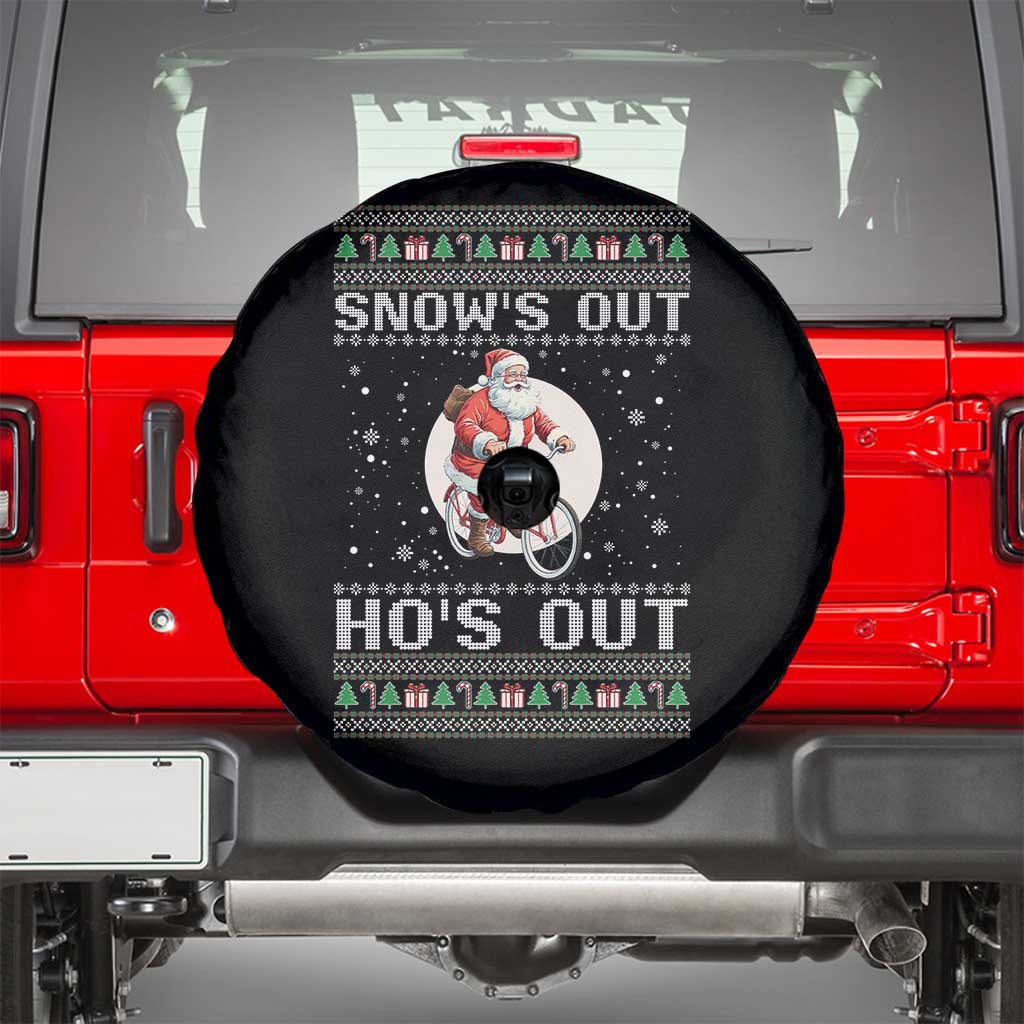 Funny Santa Christmas Spare Tire Cover Snows Out Hos Out Ugly Xmas TS10 Black Print Your Wear