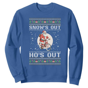 Funny Santa Christmas Sweatshirt Snows Out Hos Out Ugly Xmas TS10 Royal Blue Print Your Wear