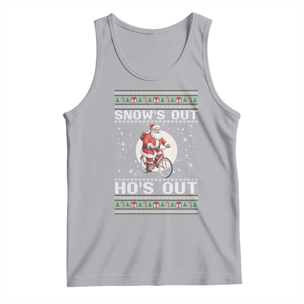 Funny Santa Christmas Tank Top Snows Out Hos Out Ugly Xmas TS10 Athletic Heather Print Your Wear