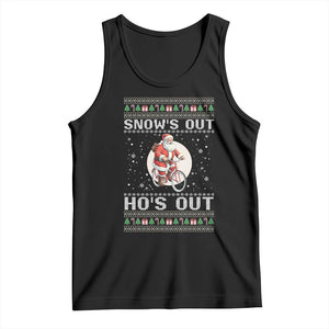 Funny Santa Christmas Tank Top Snows Out Hos Out Ugly Xmas TS10 Black Print Your Wear