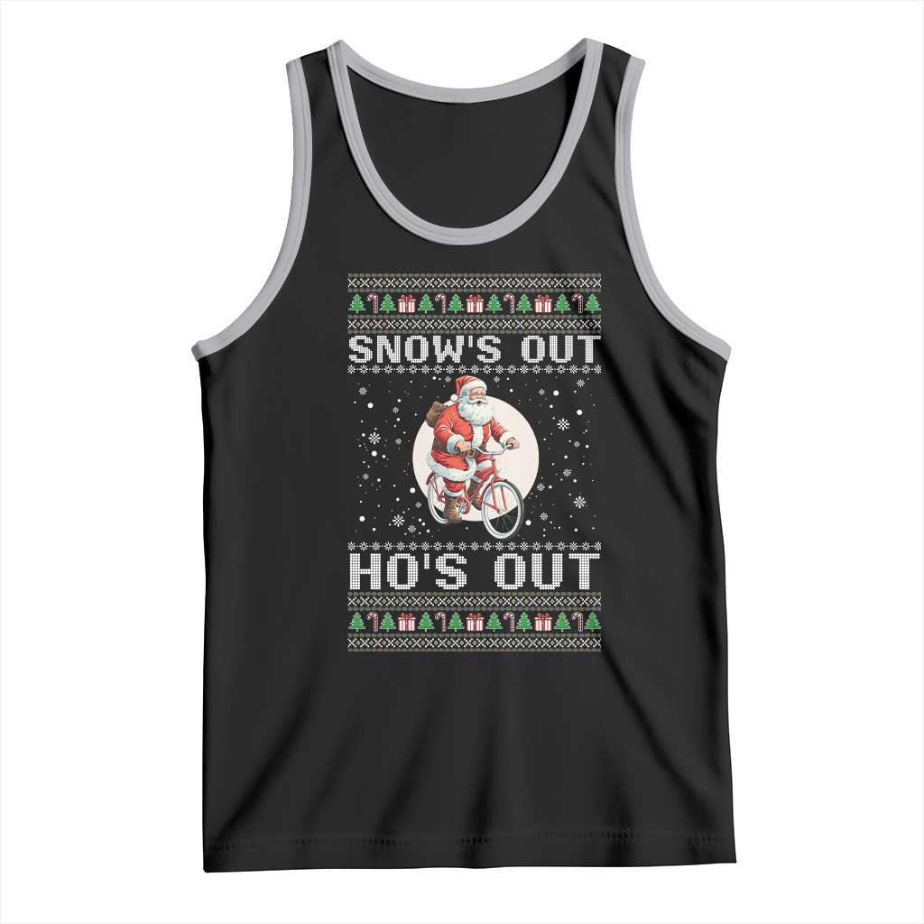 Funny Santa Christmas Tank Top Snows Out Hos Out Ugly Xmas TS10 Black Athletic Heather Print Your Wear