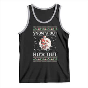 Funny Santa Christmas Tank Top Snows Out Hos Out Ugly Xmas TS10 Black Athletic Heather Print Your Wear