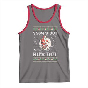 Funny Santa Christmas Tank Top Snows Out Hos Out Ugly Xmas TS10 Deep Heather Red Print Your Wear