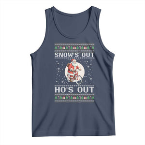 Funny Santa Christmas Tank Top Snows Out Hos Out Ugly Xmas TS10 Navy Print Your Wear