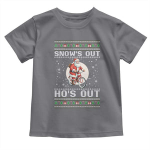 Funny Santa Christmas Toddler T Shirt Snows Out Hos Out Ugly Xmas TS10 Charcoal Print Your Wear