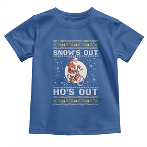 Funny Santa Christmas Toddler T Shirt Snows Out Hos Out Ugly Xmas TS10 Royal Blue Print Your Wear