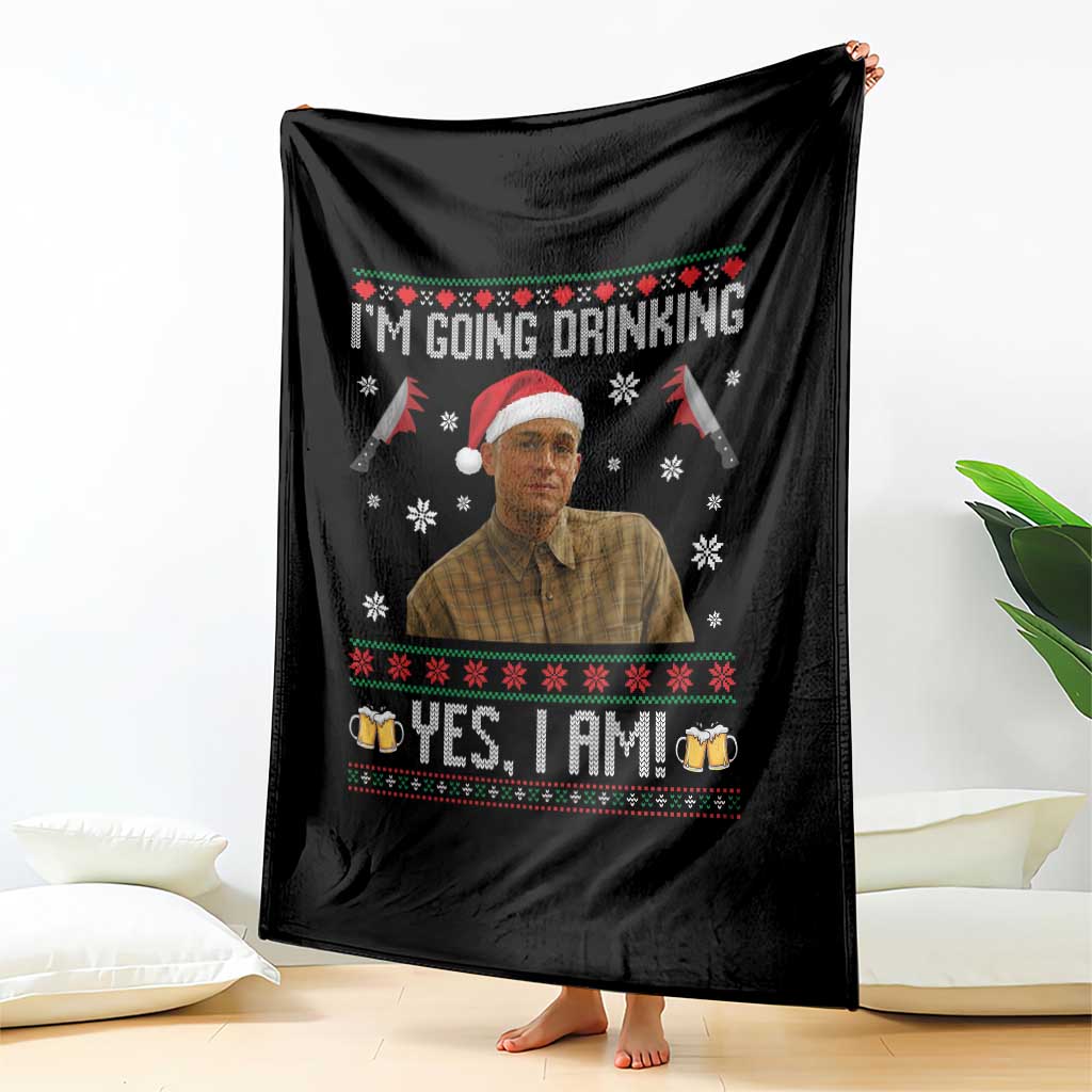 Charlie Hunnam Ed Gein Ugly Christmas Throw Blanket Monster Movie I'm Going Drinking TS10 Print Your Wear