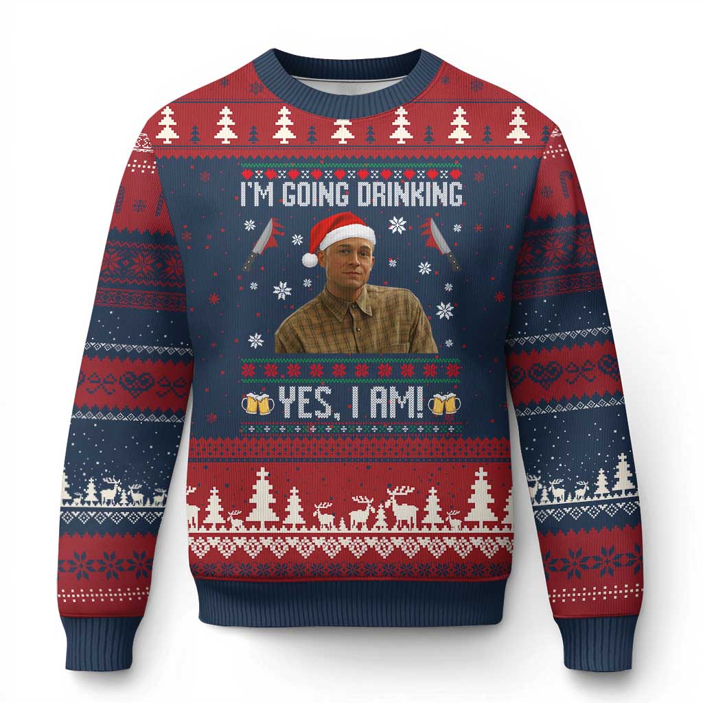 Charlie Hunnam Ed Gein Ugly Xmas Ugly Christmas Sweater Monster Movie I'm Going Drinking TS10 Navy Red Print Your Wear