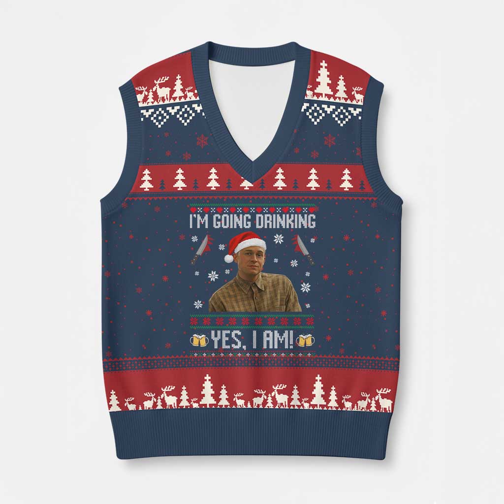 Charlie Hunnam Ed Gein Ugly Xmas V-Neck Knit Sweater Vest Monster Movie I'm Going Drinking TS10 Navy Red Print Your Wear