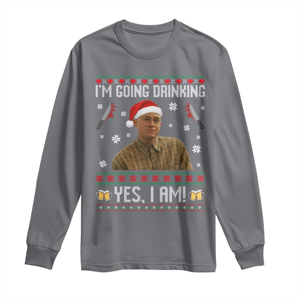 Charlie Hunnam Ed Gein Ugly Christmas Long Sleeve Shirt Monster Movie I'm Going Drinking TS10 Charcoal Print Your Wear