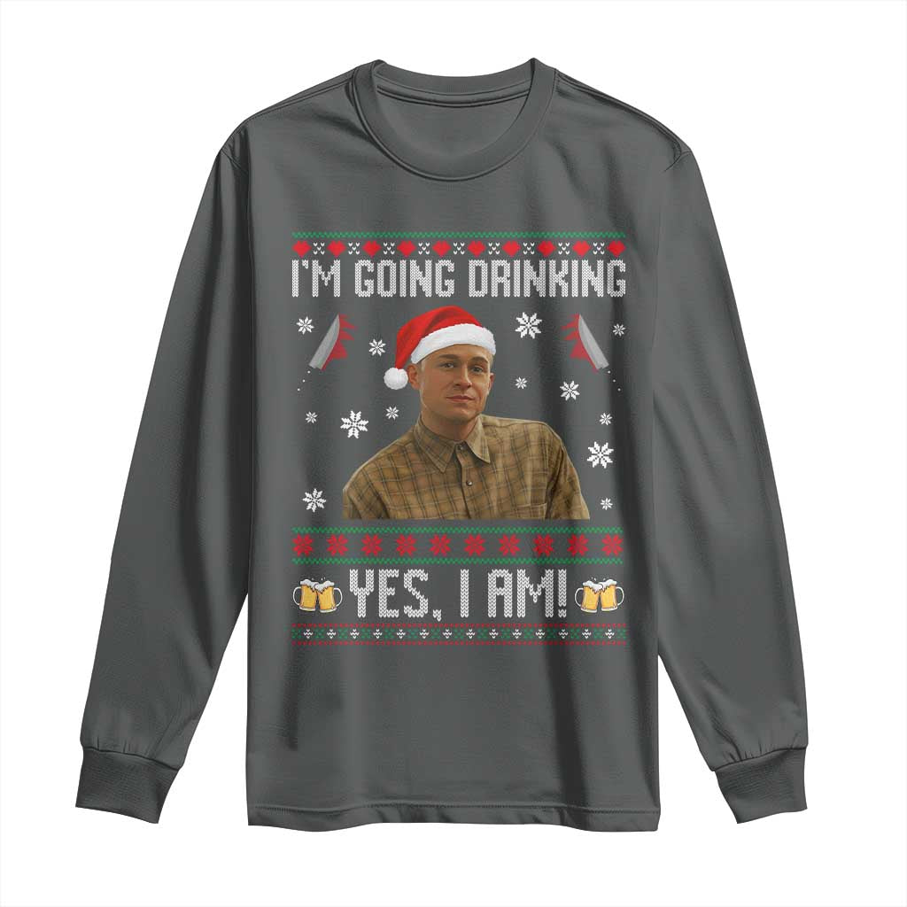 Charlie Hunnam Ed Gein Ugly Christmas Long Sleeve Shirt Monster Movie I'm Going Drinking TS10 Dark Heather Print Your Wear