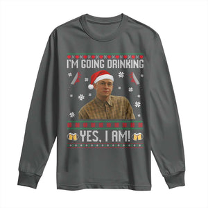 Charlie Hunnam Ed Gein Ugly Christmas Long Sleeve Shirt Monster Movie I'm Going Drinking TS10 Dark Heather Print Your Wear
