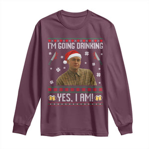 Charlie Hunnam Ed Gein Ugly Christmas Long Sleeve Shirt Monster Movie I'm Going Drinking TS10 Maroon Print Your Wear