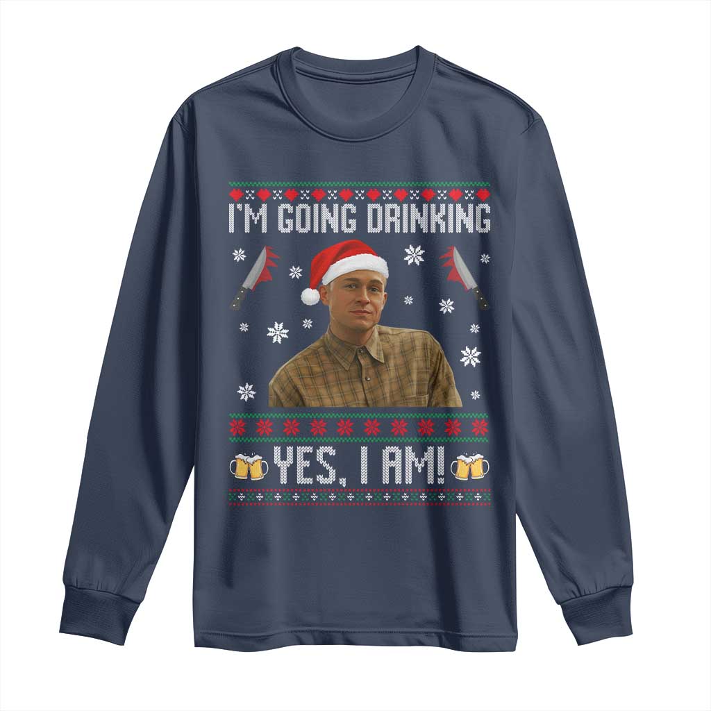 Charlie Hunnam Ed Gein Ugly Christmas Long Sleeve Shirt Monster Movie I'm Going Drinking TS10 Navy Print Your Wear