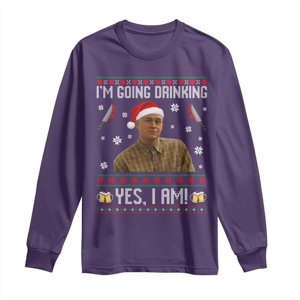 Charlie Hunnam Ed Gein Ugly Christmas Long Sleeve Shirt Monster Movie I'm Going Drinking TS10 Purple Print Your Wear