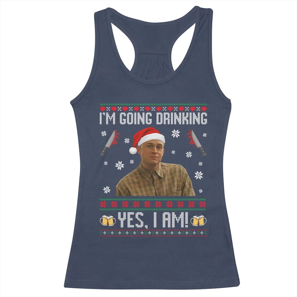 Charlie Hunnam Ed Gein Ugly Christmas Racerback Tank Top Monster Movie I'm Going Drinking TS10 Navy Print Your Wear