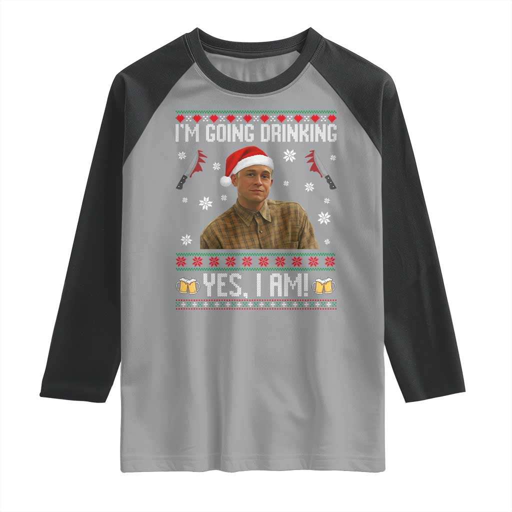 Charlie Hunnam Ed Gein Ugly Christmas Raglan Shirt Monster Movie I'm Going Drinking TS10 Sport Gray Black Print Your Wear