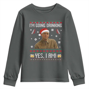 Charlie Hunnam Ed Gein Ugly Christmas Youth Sweatshirt Monster Movie I'm Going Drinking TS10 Dark Heather Print Your Wear