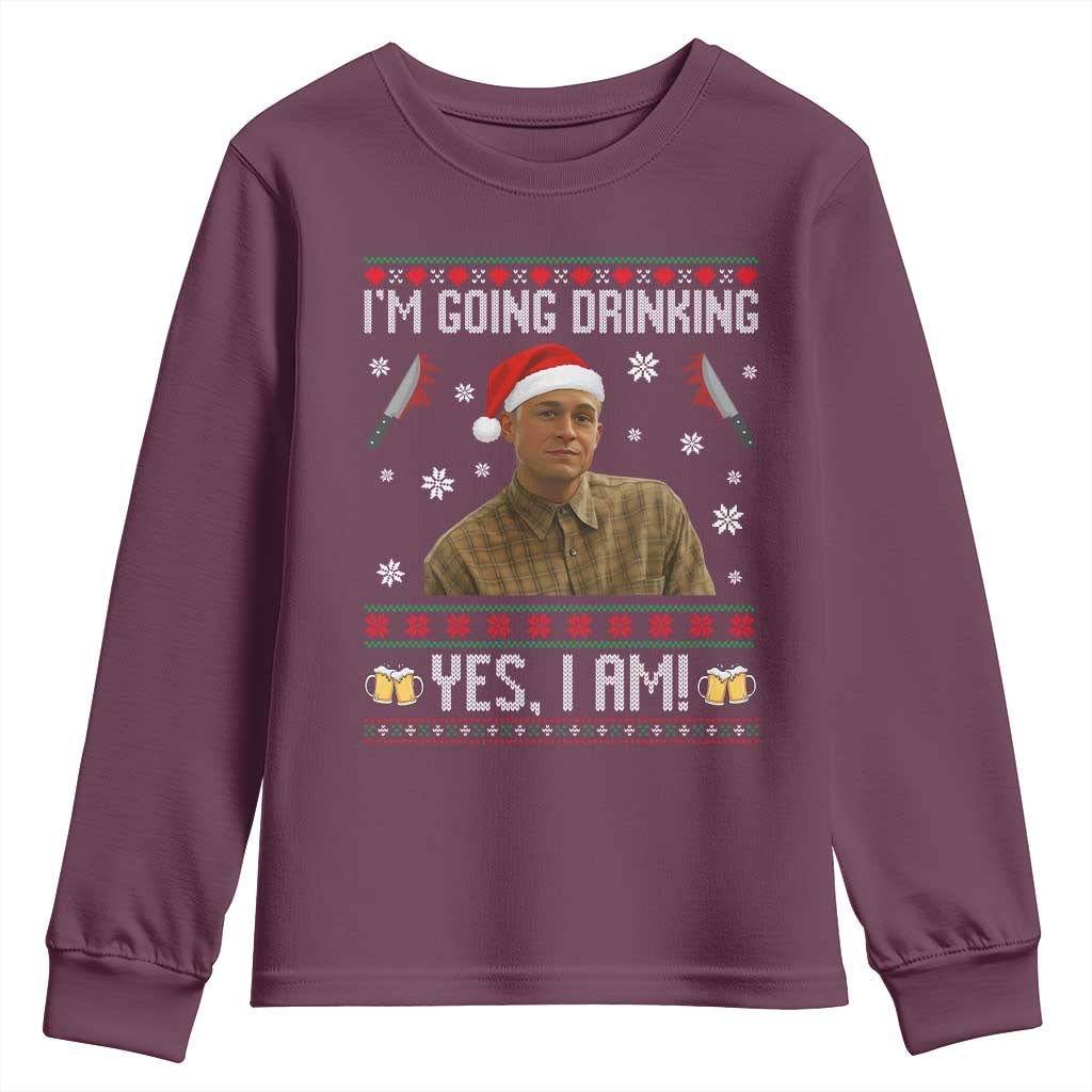Charlie Hunnam Ed Gein Ugly Christmas Youth Sweatshirt Monster Movie I'm Going Drinking TS10 Maroon Print Your Wear