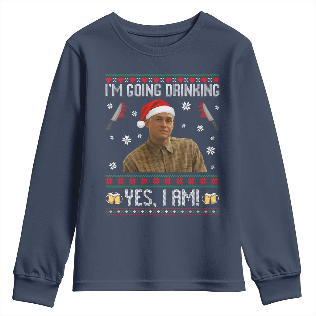 Charlie Hunnam Ed Gein Ugly Christmas Youth Sweatshirt Monster Movie I'm Going Drinking TS10 Navy Print Your Wear