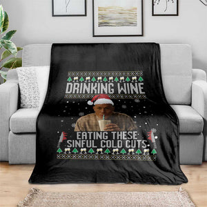Charlie Hunnam Ed Gein Ugly Christmas Throw Blanket Funny Drinking Wine Eating These Sinful Cold Cuts TS10 Print Your Wear