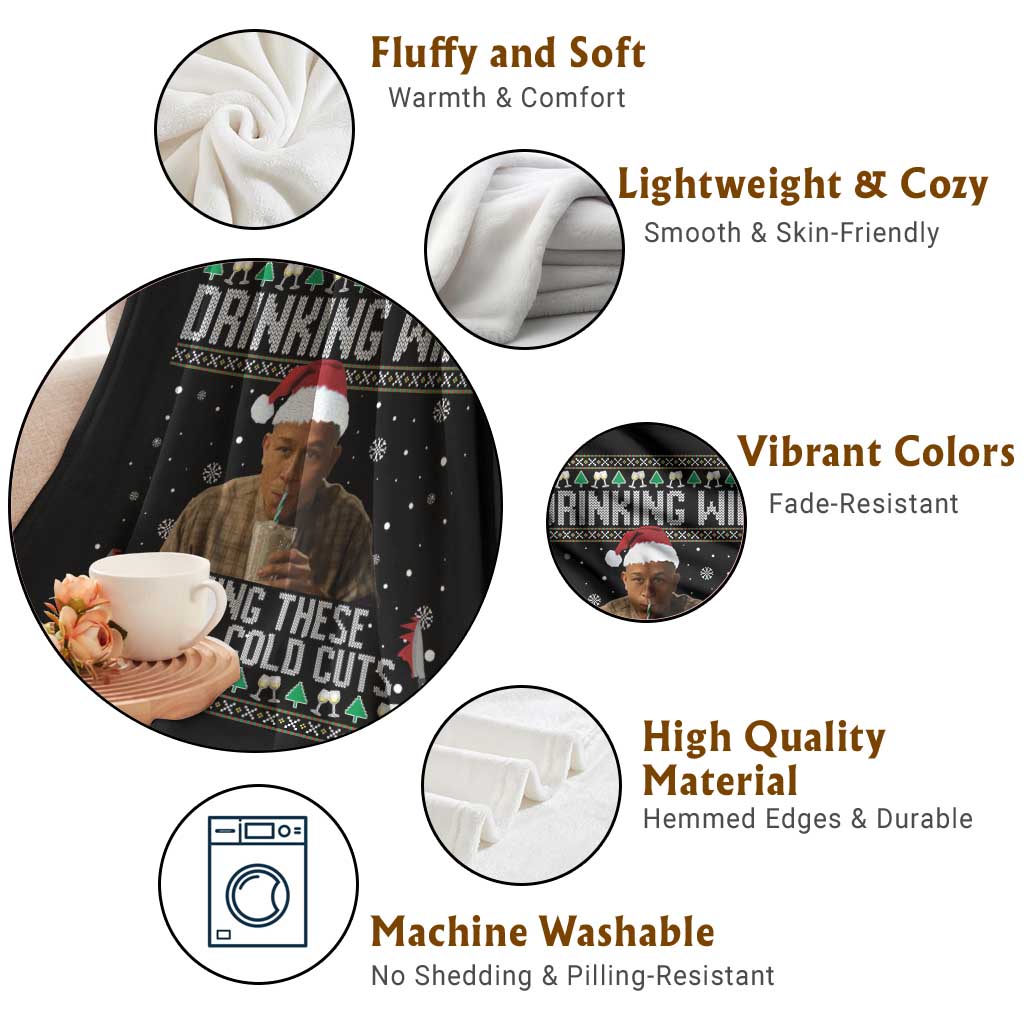 Charlie Hunnam Ed Gein Ugly Christmas Throw Blanket Funny Drinking Wine Eating These Sinful Cold Cuts TS10 Print Your Wear