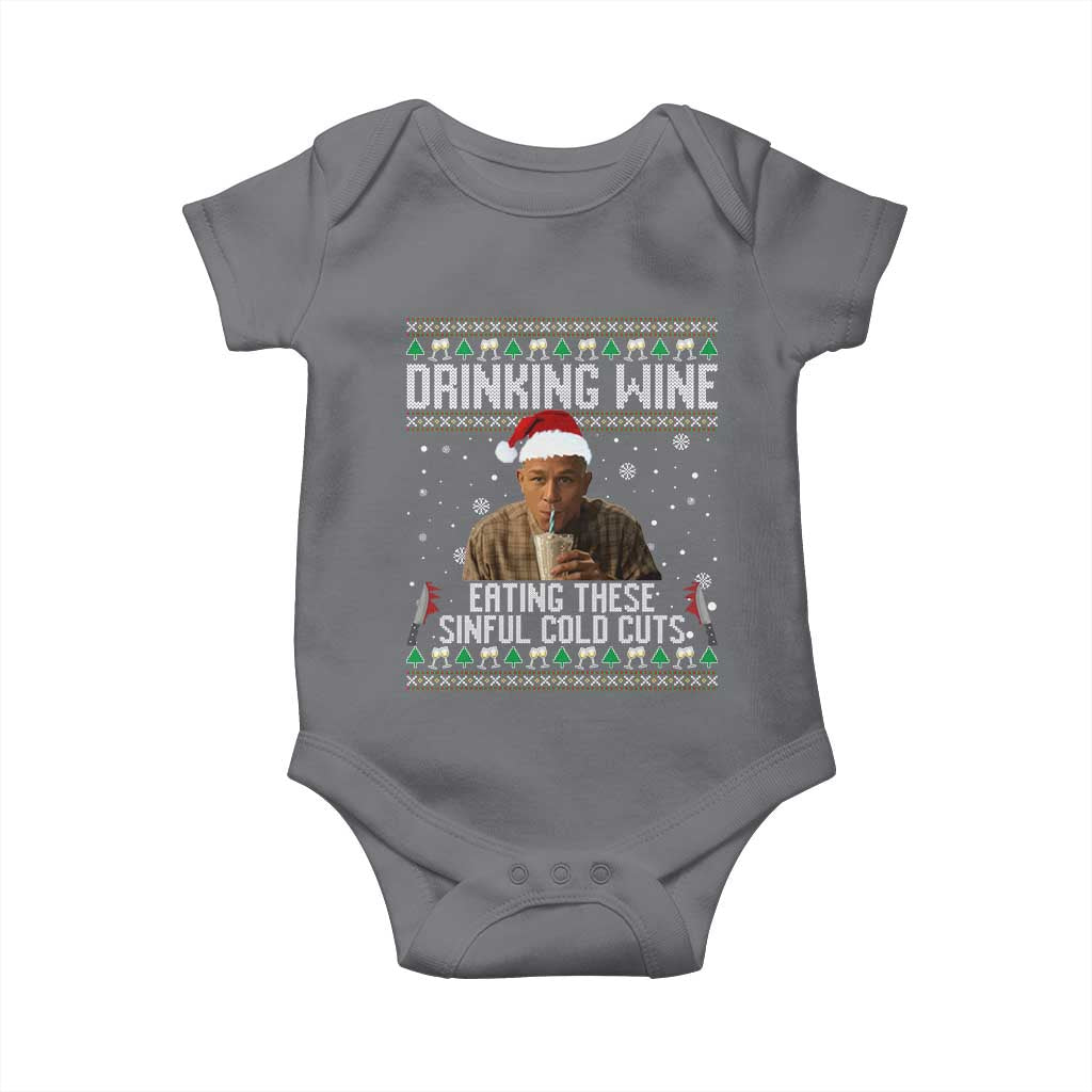 Charlie Hunnam Ed Gein Ugly Christmas Baby Onesie Funny Drinking Wine Eating These Sinful Cold Cuts TS10 Charcoal Print Your Wear