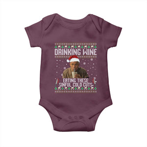 Charlie Hunnam Ed Gein Ugly Christmas Baby Onesie Funny Drinking Wine Eating These Sinful Cold Cuts TS10 Maroon Print Your Wear