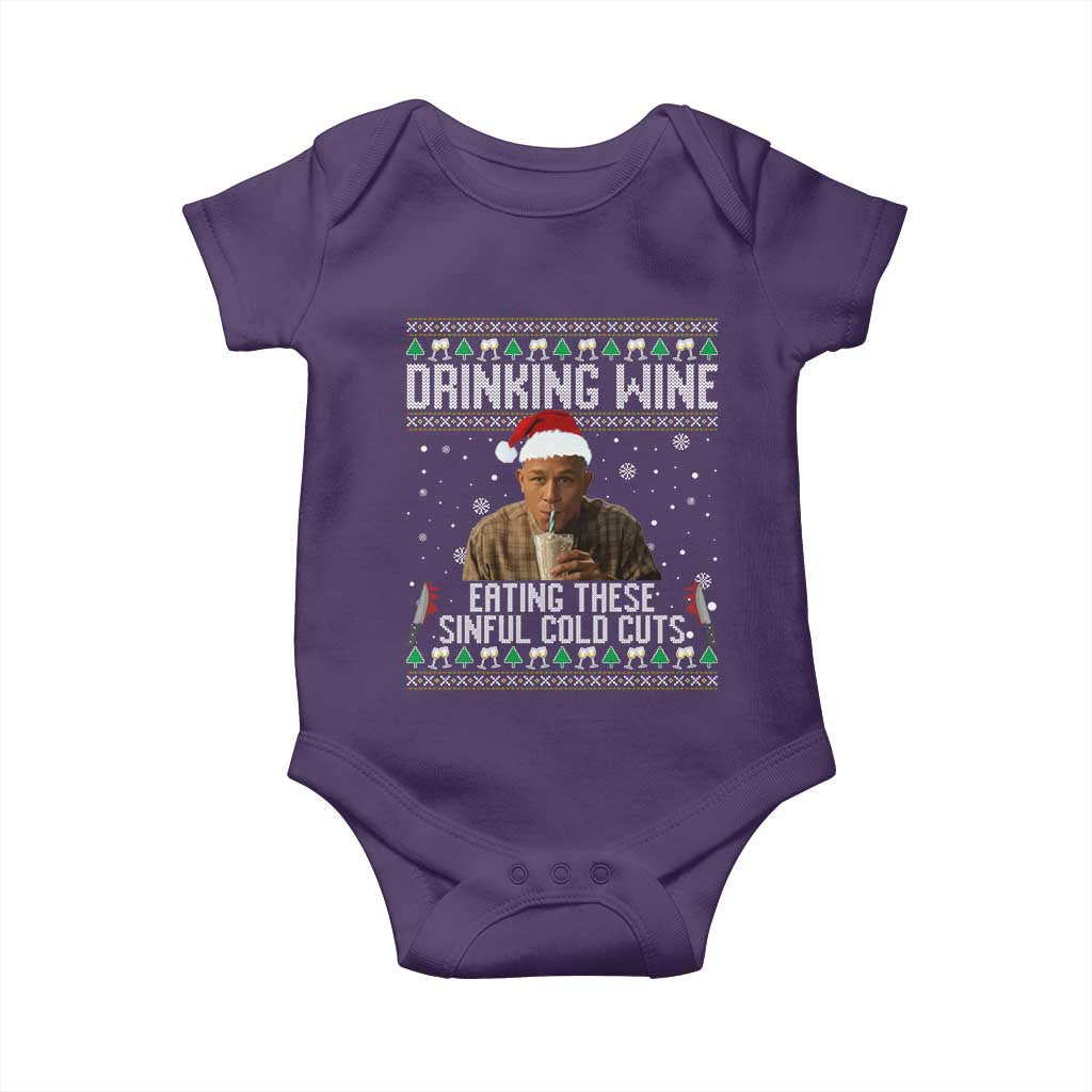 Charlie Hunnam Ed Gein Ugly Christmas Baby Onesie Funny Drinking Wine Eating These Sinful Cold Cuts TS10 Purple Print Your Wear