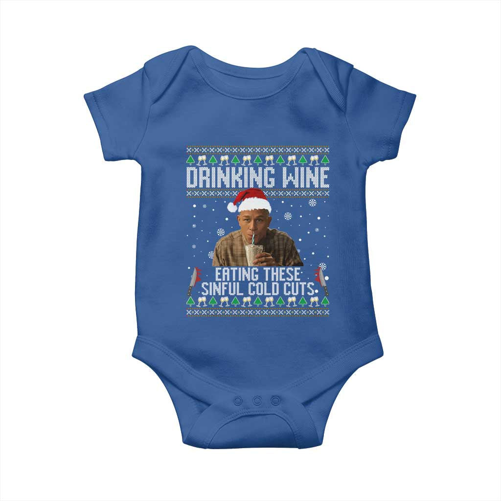 Charlie Hunnam Ed Gein Ugly Christmas Baby Onesie Funny Drinking Wine Eating These Sinful Cold Cuts TS10 Royal Blue Print Your Wear