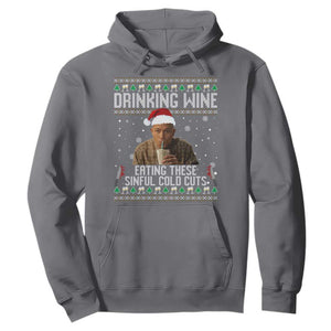 Charlie Hunnam Ed Gein Ugly Christmas Hoodie Funny Drinking Wine Eating These Sinful Cold Cuts TS10 Charcoal Print Your Wear