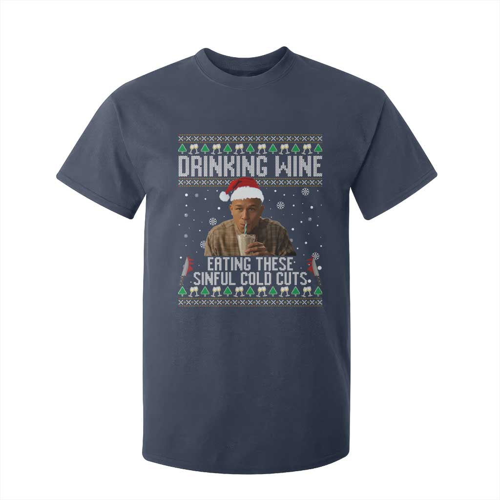 Charlie Hunnam Ed Gein Ugly Christmas T Shirt For Kid Funny Drinking Wine Eating These Sinful Cold Cuts TS10 Navy Print Your Wear
