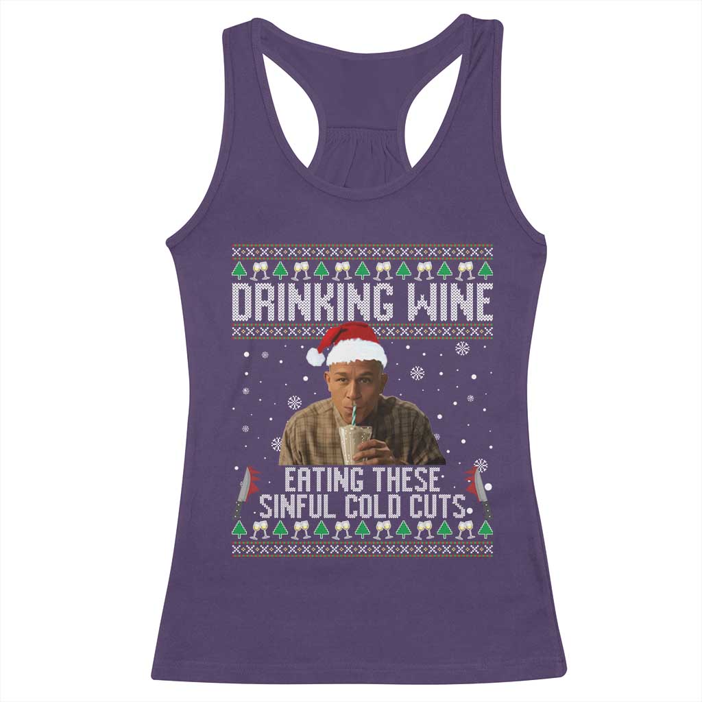 Charlie Hunnam Ed Gein Ugly Christmas Racerback Tank Top Funny Drinking Wine Eating These Sinful Cold Cuts TS10 Purple Print Your Wear